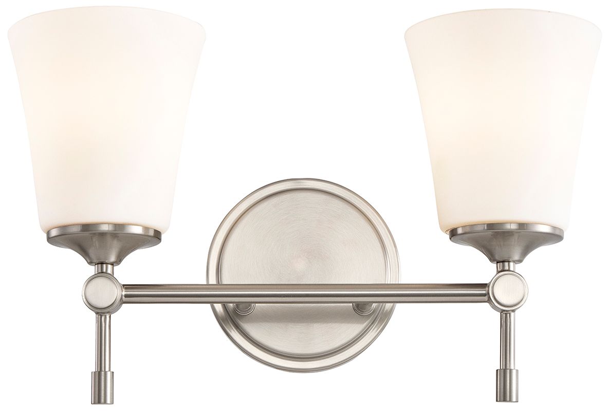 Fusion Tulsi 15" Wide 2-Light Brushed Nickel, Opal Bath/Vanity