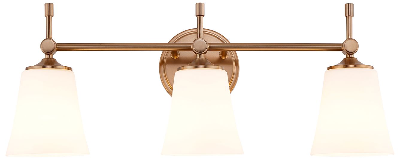 Fusion Tulsi 23.5" Wide 3-Light Brushed Brass, Opal Bath/Vanity