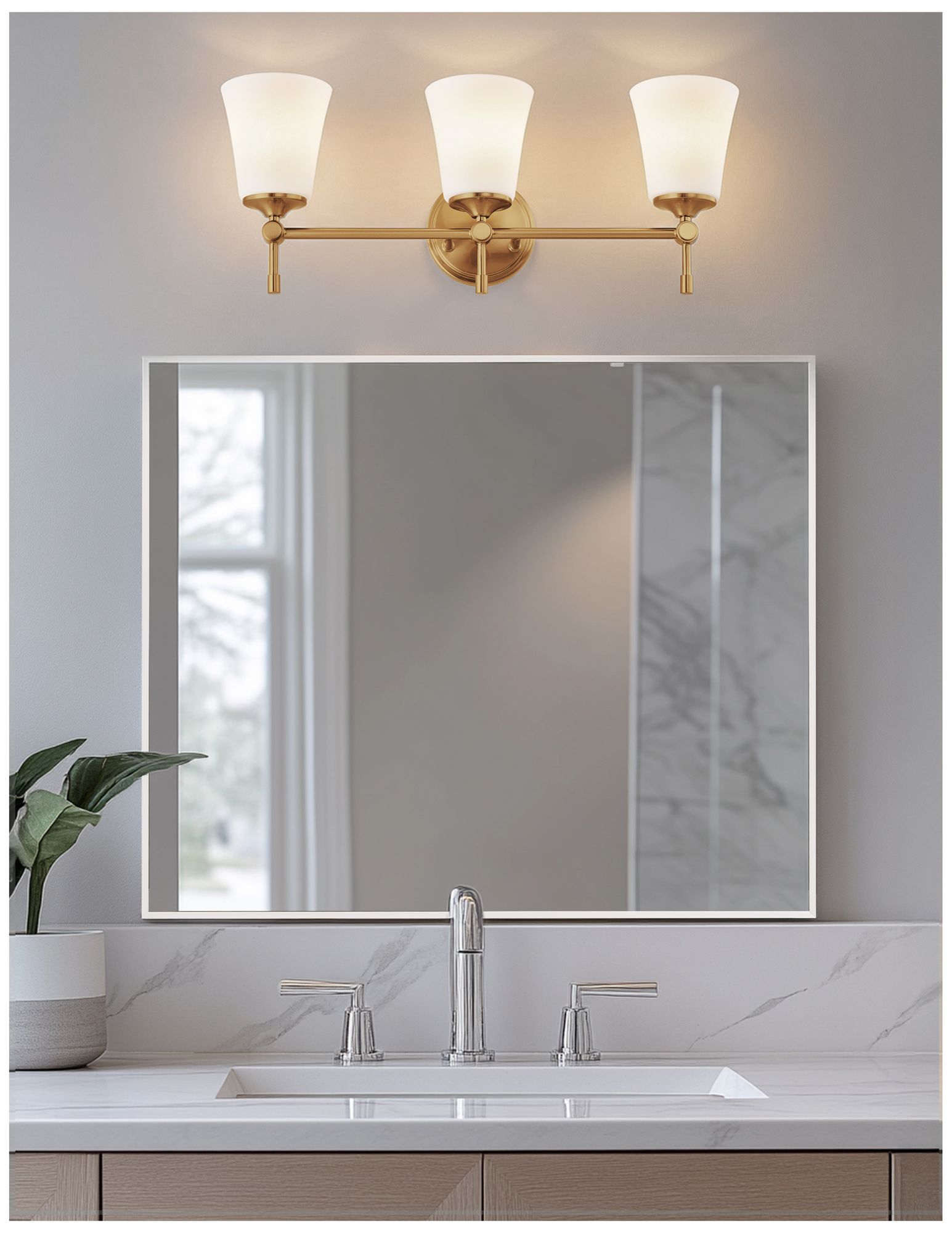 Image 6 Fusion Tulsi 23.5" Wide 3-Light Brushed Brass, Opal Bath/Vanity more views
