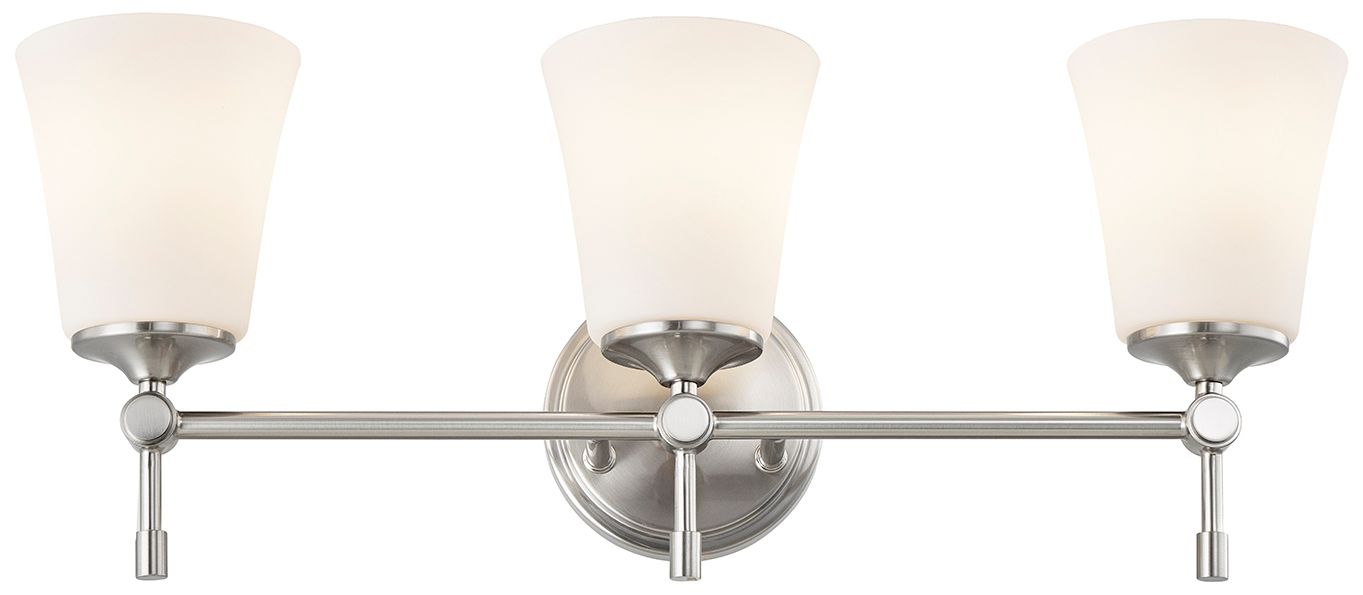 Fusion Tulsi 23.5" Wide 3-Light Brushed Nickel, Opal Bath/Vanity