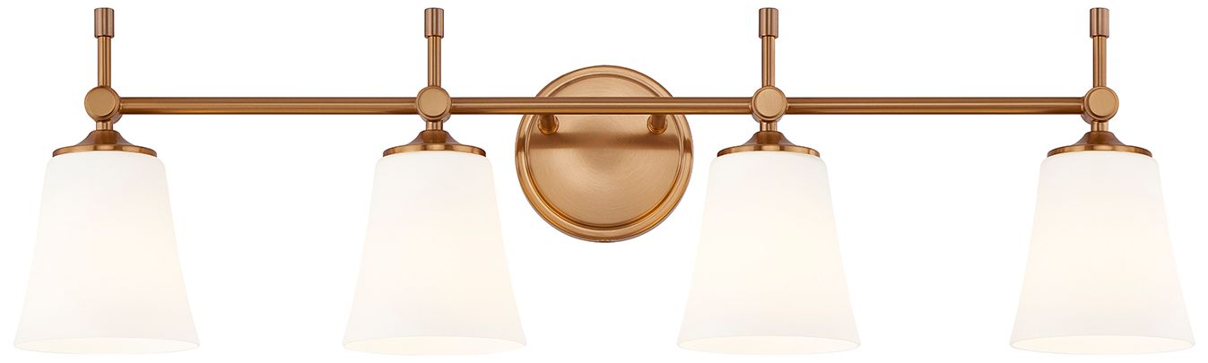 Fusion Tulsi 32.5" Wide 4-Light Brushed Brass, Opal Bath/Vanity