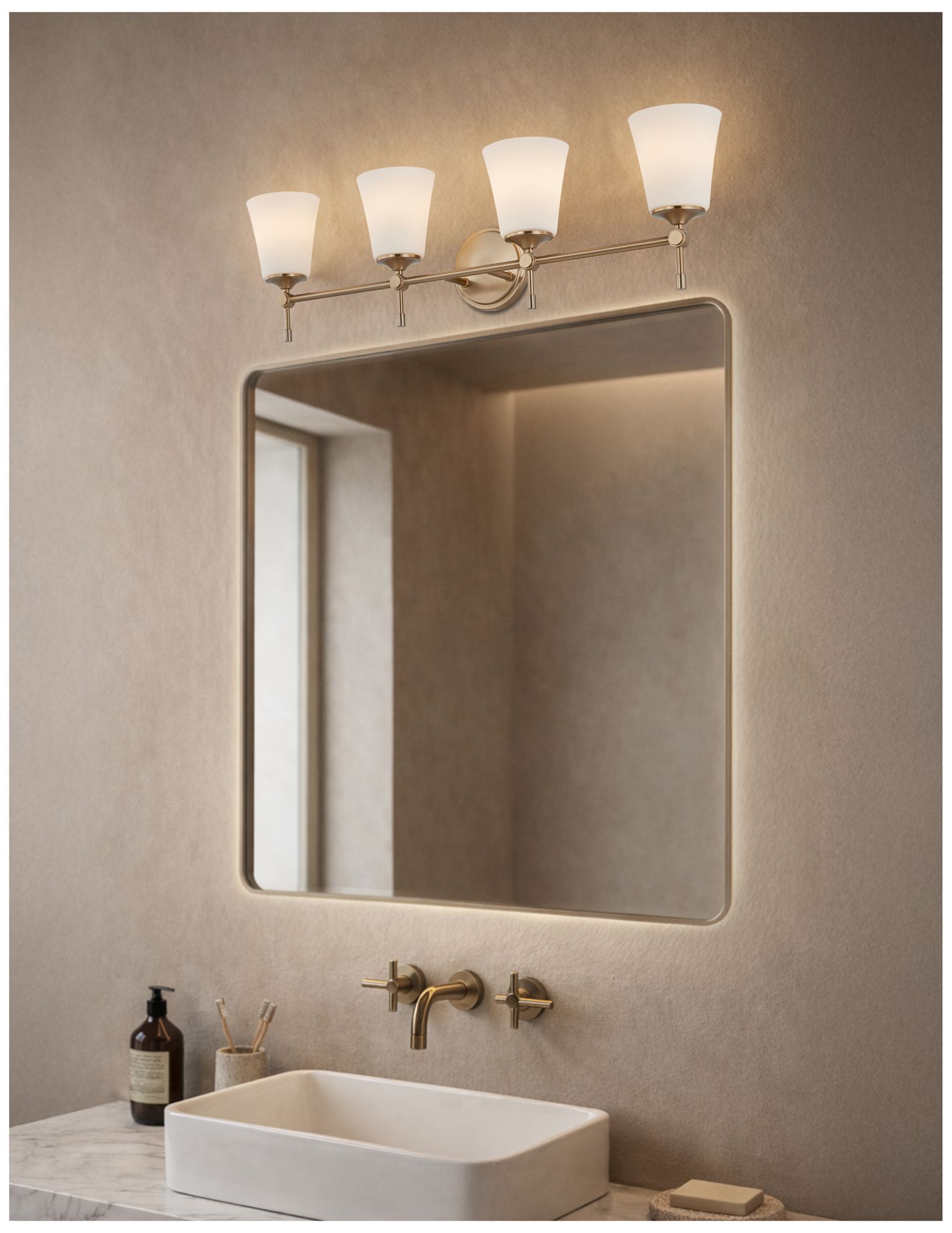 Image 6 Fusion Tulsi 32.5" Wide 4-Light Brushed Brass, Opal Bath/Vanity more views
