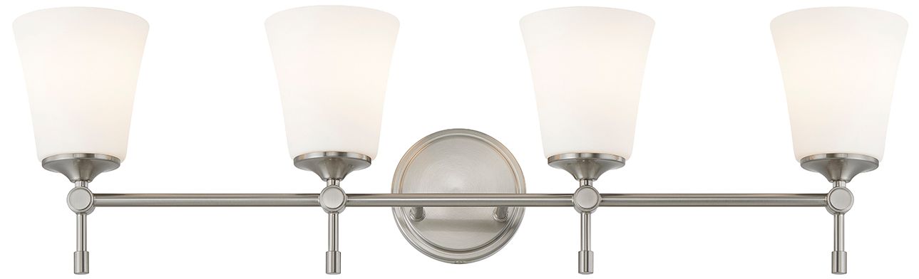 Fusion Tulsi 32.5" Wide 4-Light Brushed Nickel, Opal Bath/Vanity