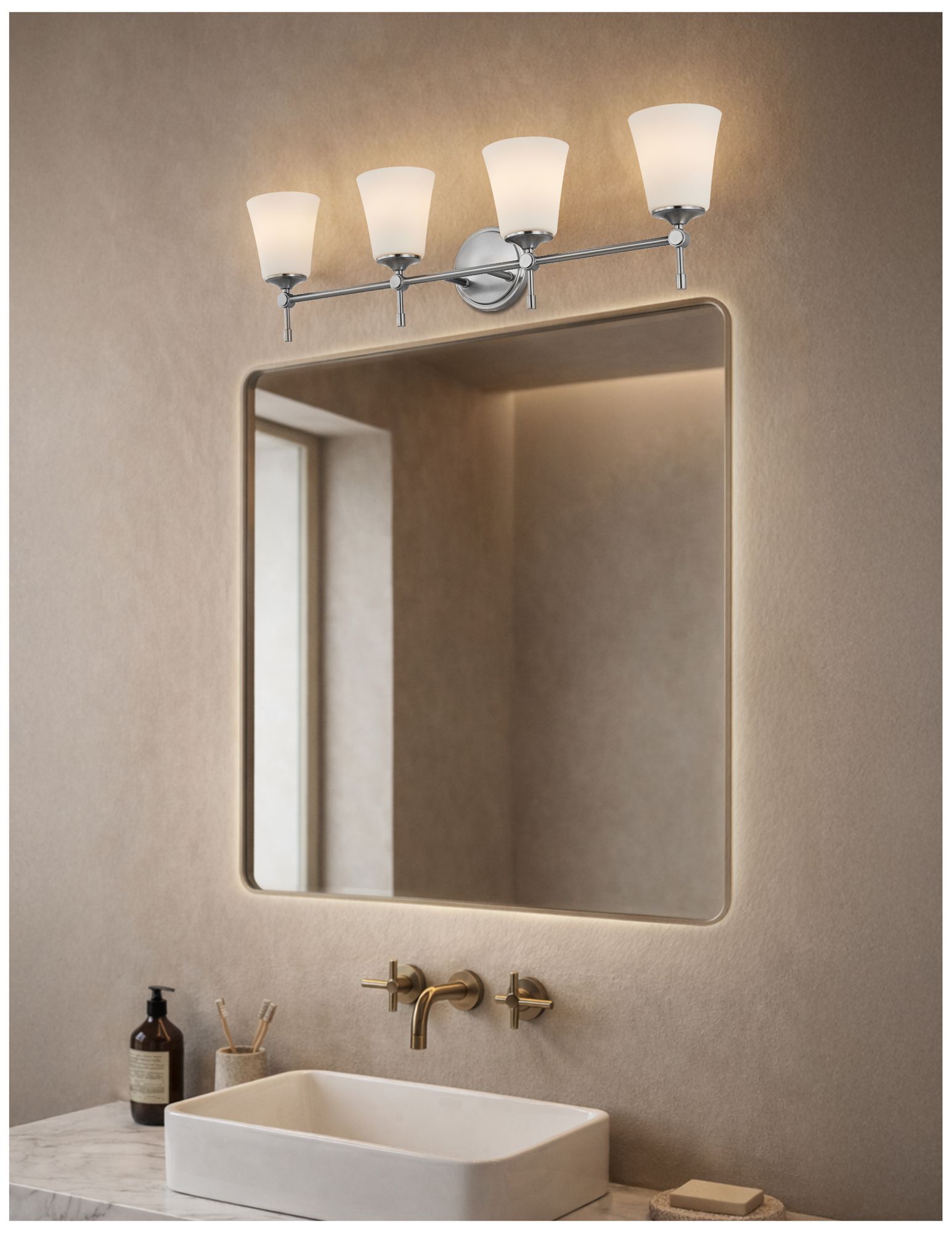 Image 6 Fusion Tulsi 32.5" Wide 4-Light Brushed Nickel, Opal Bath/Vanity more views