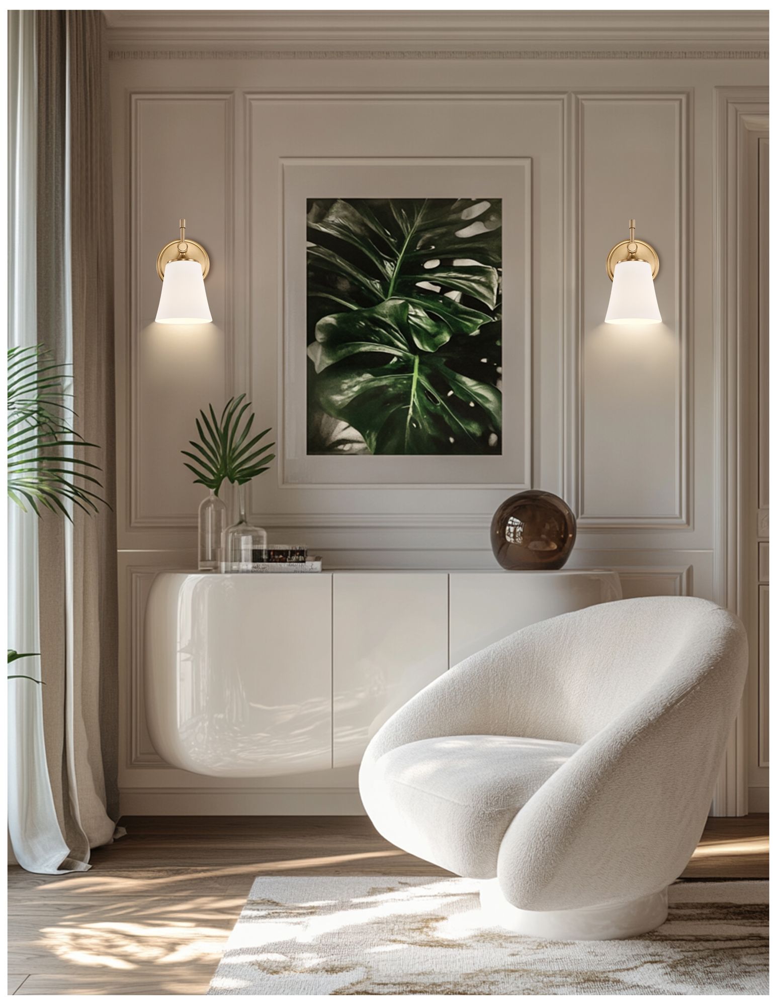 Image 7 Fusion Tulsi 9.25" High Brushed Brass, Opal Wall Sconce more views