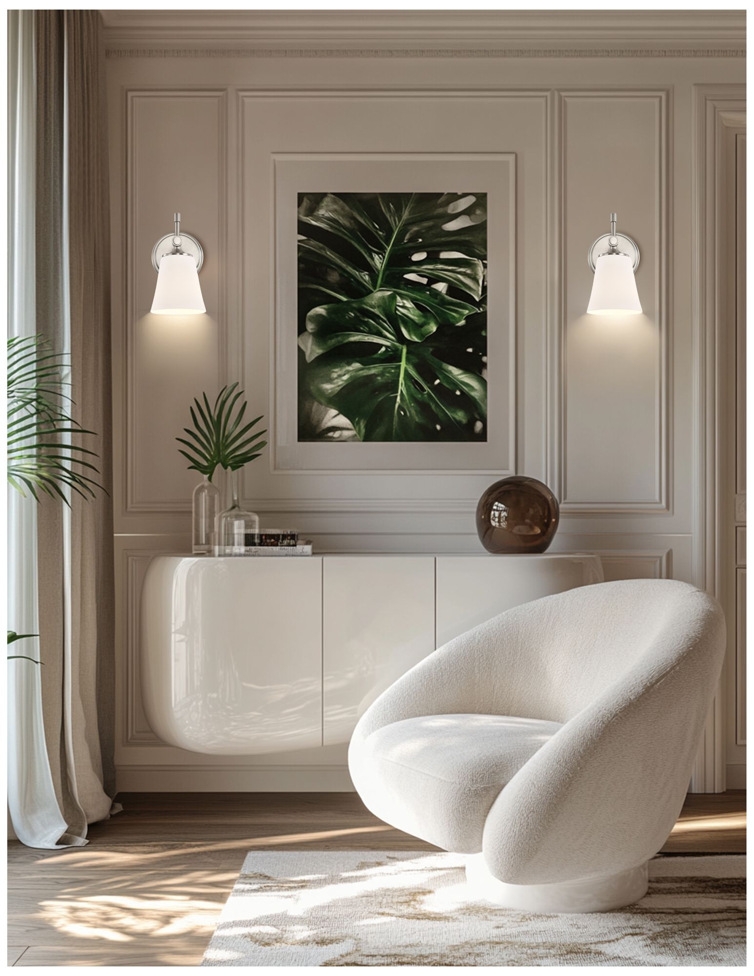 Fusion Tulsi 9.25" High Brushed Nickel, Opal Wall Sconce