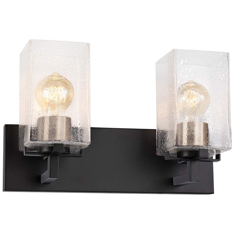 Image 1 Fusion™ Vice 9" High Black Brass 2-Light Wall Sconce