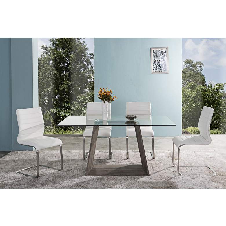Image 3 Fusion White Faux Leather Side Chair Set of 2 more views
