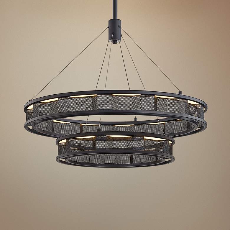 Image 1 Fuze 29" Wide Modern Bronze 2-Tier LED Pendant Light
