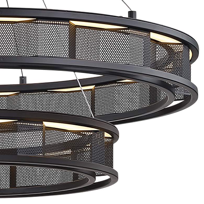 Image 3 Fuze 29" Wide Modern Bronze 2-Tier LED Pendant Light more views