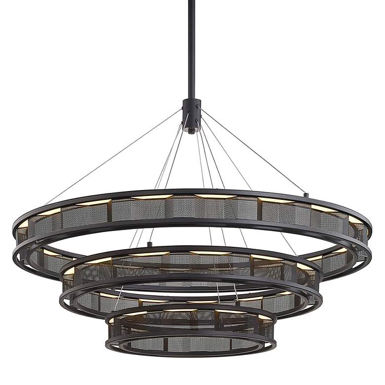 Image 2 Fuze 39" Wide Modern Bronze 3-Tier LED Pendant Light