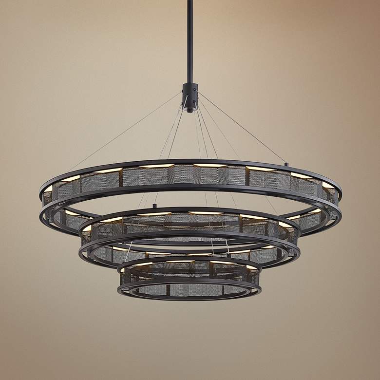 Image 1 Fuze 39 inch Wide Modern Bronze 3-Tier LED Pendant Light