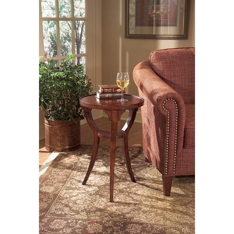 Plantation Cherry 24&quot; High Accent Table in scene