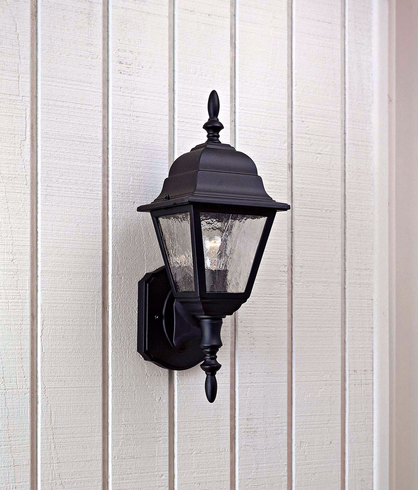 Image 1 The Great Outdoors Bay Hill 1-Light Black Outdoor Wall Mount in scene