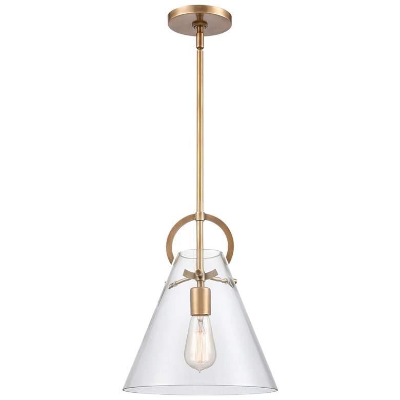 Image 1 Gabby 11" Wide Brass Conical Mini Pendant