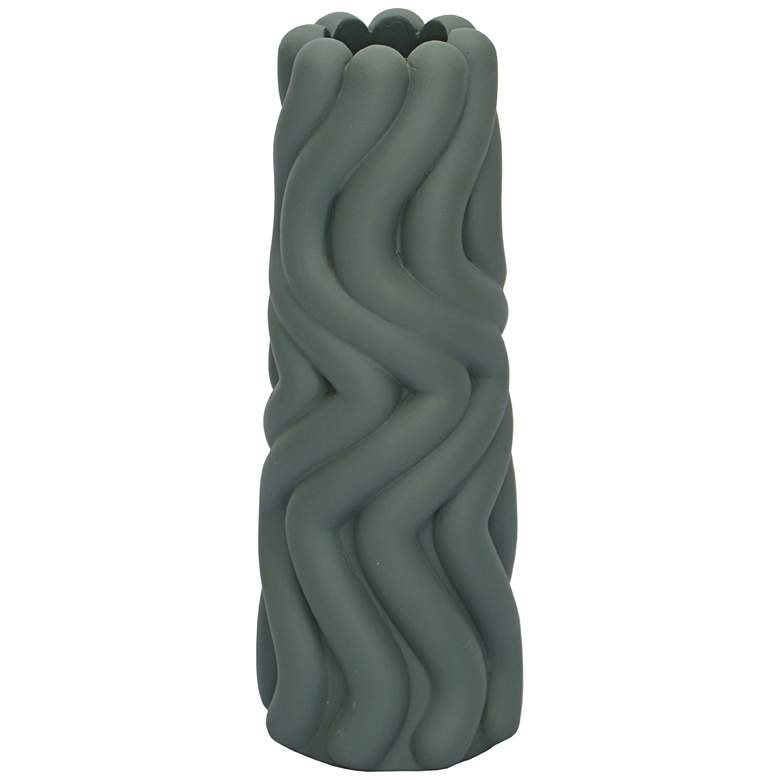 Image 1 Gabby 9 1/2"H Matte Green Speckled Concrete Decorative Vase
