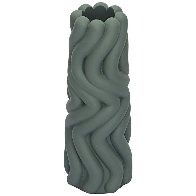 Image 2 Gabby 9 1/2"H Matte Green Speckled Concrete Decorative Vase more views