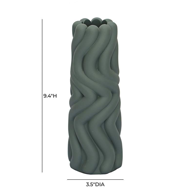 Image 4 Gabby 9 1/2"H Matte Green Speckled Concrete Decorative Vase more views