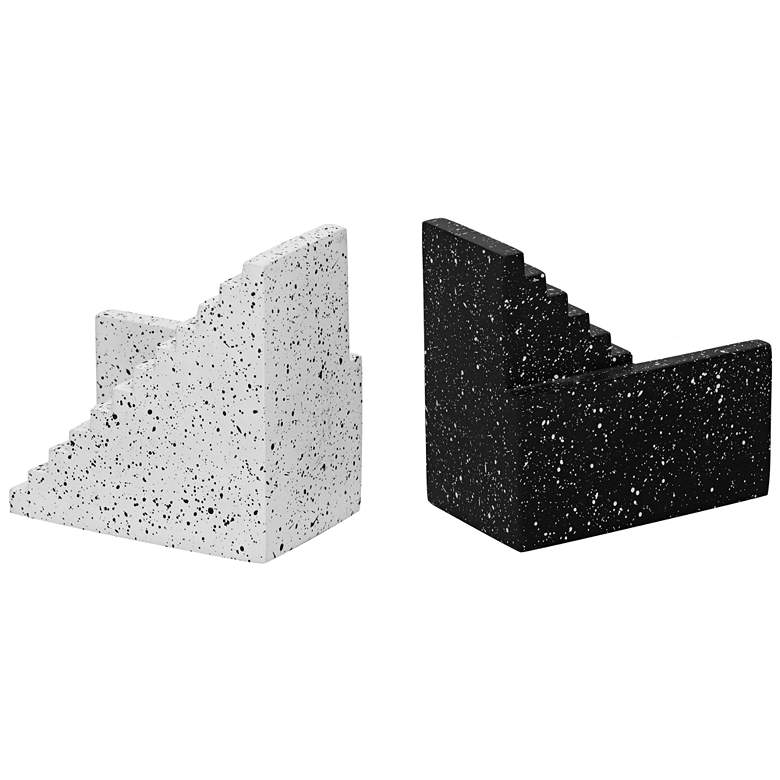 Image 3 Gabby Black and White Speckled Stairway Bookends Set of 2 more views