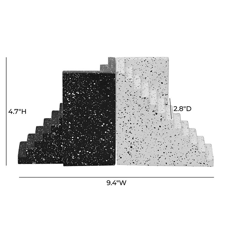 Image 4 Gabby Black and White Speckled Stairway Bookends Set of 2 more views