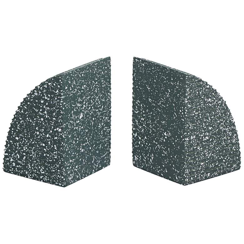Image 2 Gabby Green Speckled Concrete Arc Bookends Set of 2 more views