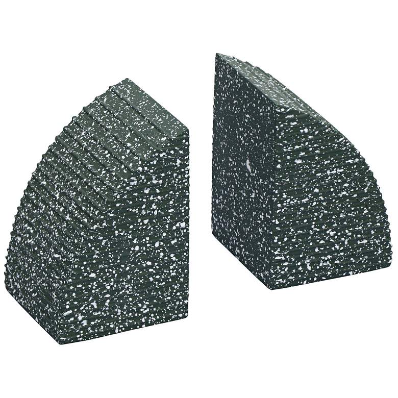 Image 3 Gabby Green Speckled Concrete Arc Bookends Set of 2 more views