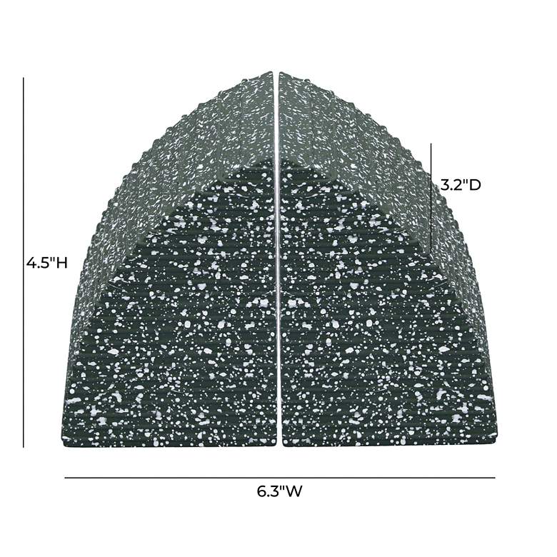Image 5 Gabby Green Speckled Concrete Arc Bookends Set of 2 more views