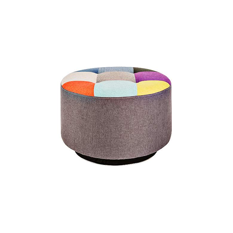 Image 1 Gabby Large Round Multicolor Upholstered Ottoman