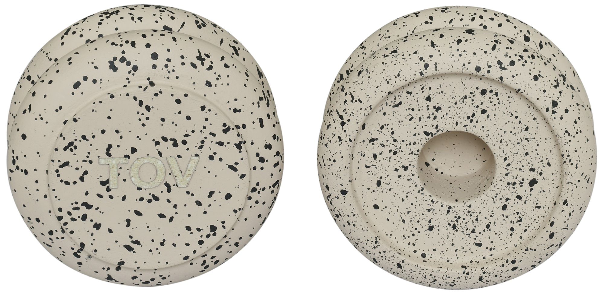 Image 2 Gabby Stacking Candle Holder in Specked Cream - Set of 2 more views