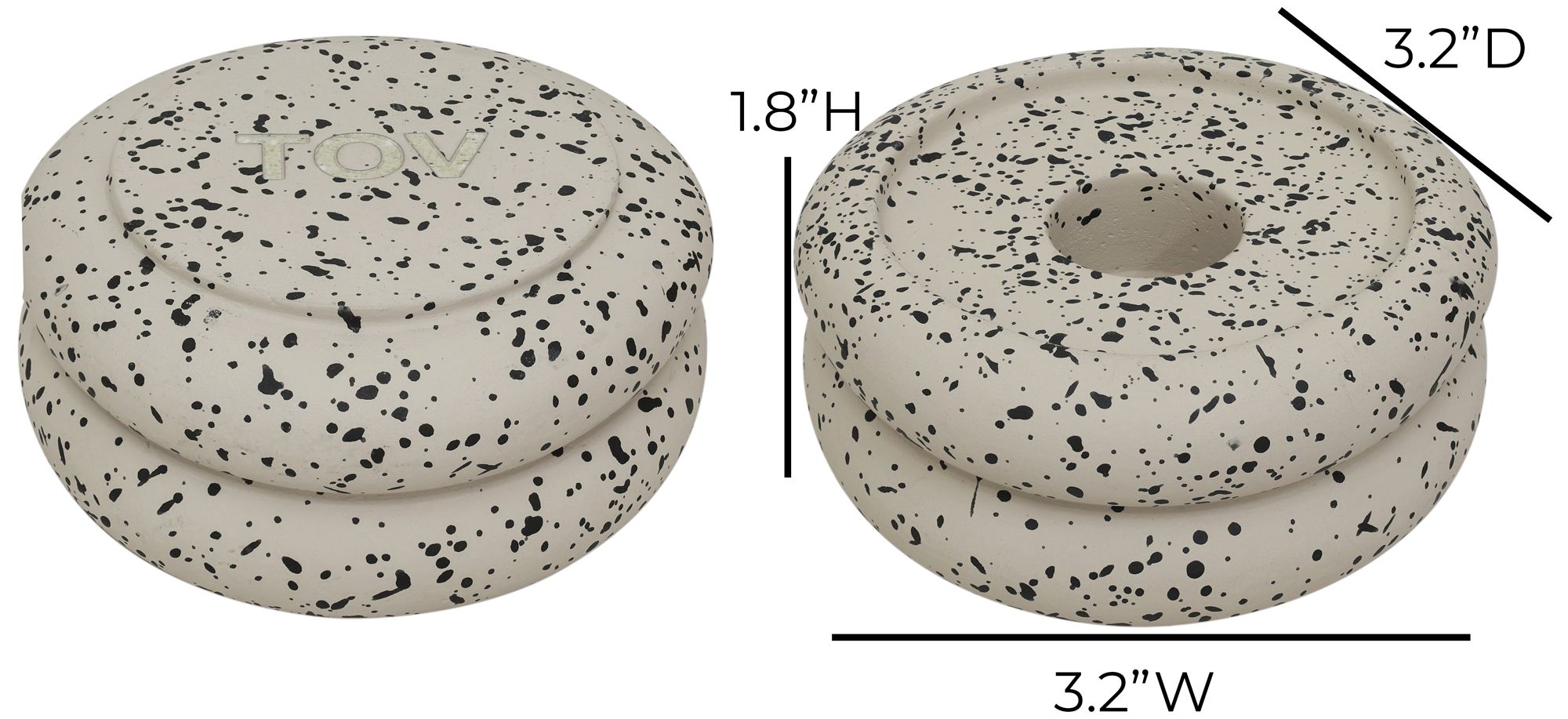 Image 3 Gabby Stacking Candle Holder in Specked Cream - Set of 2 more views