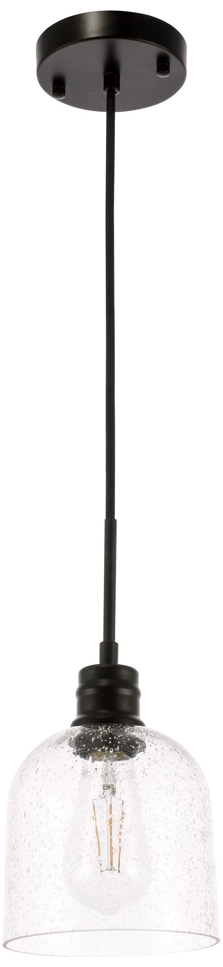 Gabe 6" Wide Black Mini Pendant wide Clear Bubble Glass