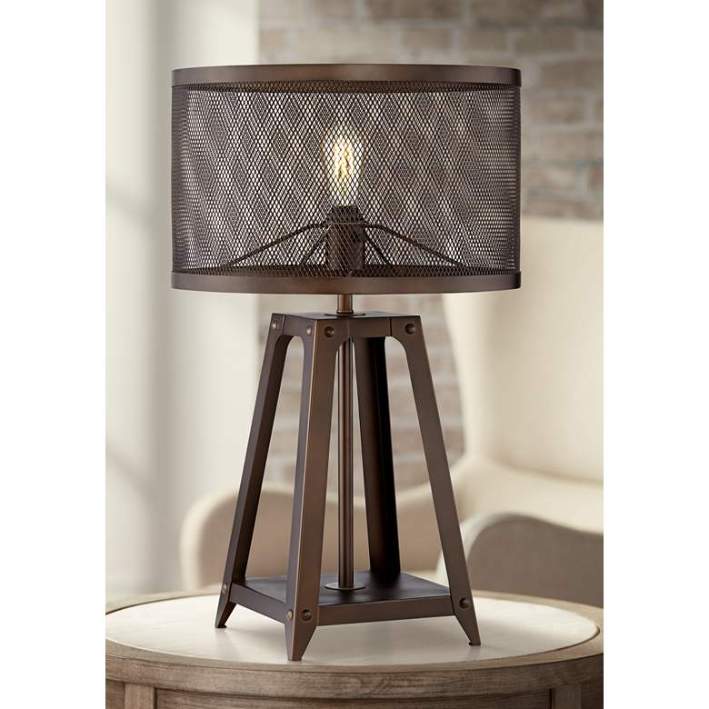 Image 1 Gabe Metal Mesh Shade Farmhouse Table Lamp