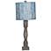 Gables Washed Wood Finish Country Planks Blue Shade Table Lamp