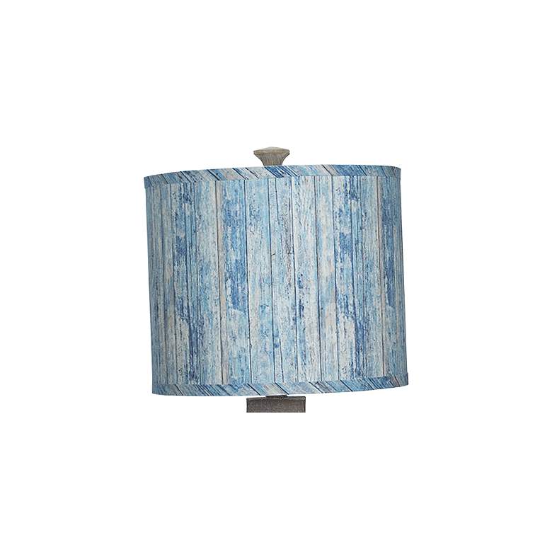 Image 2 Gables Washed Wood Finish Country Planks Blue Shade Table Lamp more views