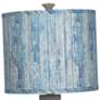 Gables Washed Wood Finish Country Planks Blue Shade Table Lamp
