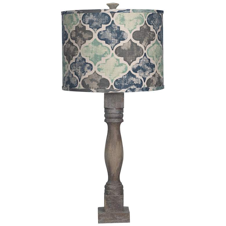 Image 1 Gables Washed Wood Finish Moroccan Tile Shade Table Lamp