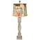 Gables Washed Wood Finish Table Lamp with Nautical Patchwork Shade 29.5&amp