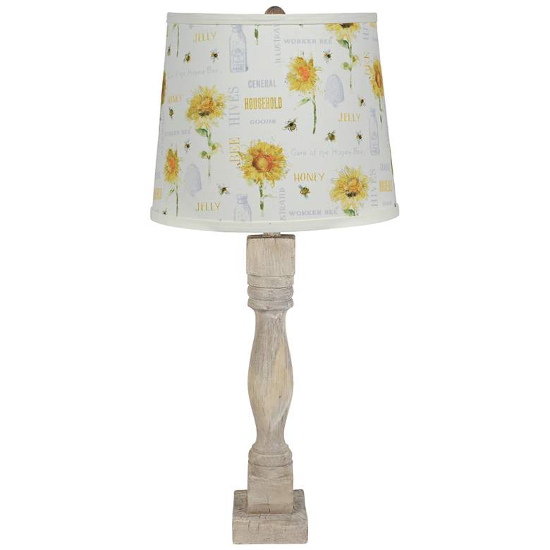 Image 1 Gables Washed Wood Table Lamp w/ Sunflowers and Honey Shade