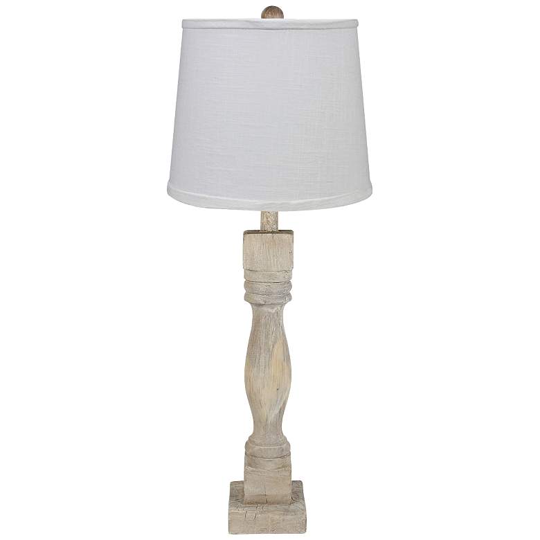 Image 1 Gables Washed Wood Table Lamp with Ivory Linen Shade
