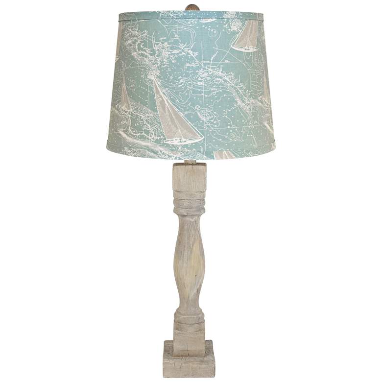 Image 1 Gables Washed Wood Table Lamp with Sail Away Shade