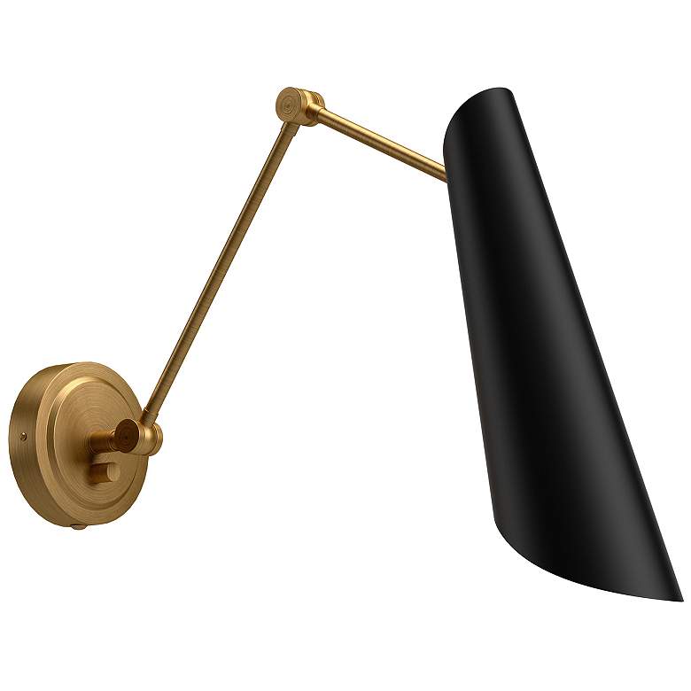 Image 1 Gabriel 15 1/2" High Aged Gold with Matte Black Wall Sconce