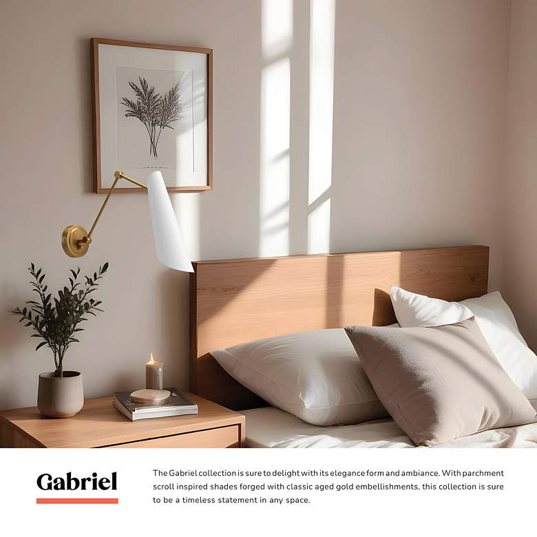 Image 2 Gabriel 15 1/2" High Aged Gold with Matte Black Wall Sconce more views