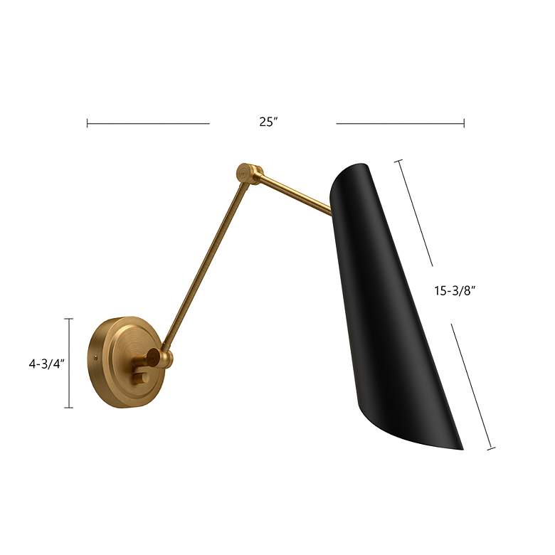 Image 5 Gabriel 15 1/2" High Aged Gold with Matte Black Wall Sconce more views