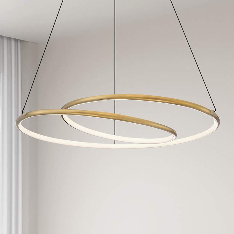 Image 1 Gabriel 24" Wide Aged Brass LED Chandelier