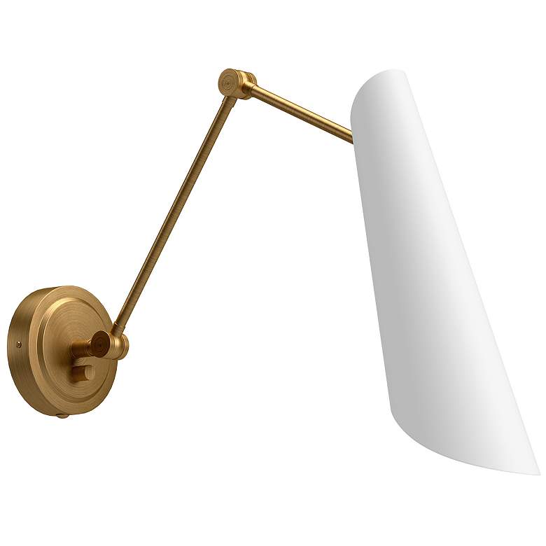 Image 1 Gabriel Aged Gold with White Swing Arm Wall Lamp