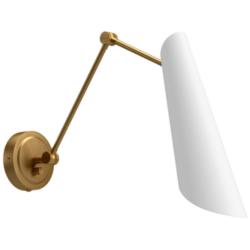 Gabriel Aged Gold with White Swing Arm Wall Lamp