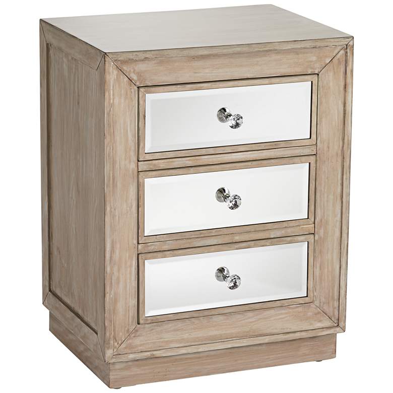Image 2 Gabriella 20 inch Wide Mirrored and Oak Wood Accent Chest