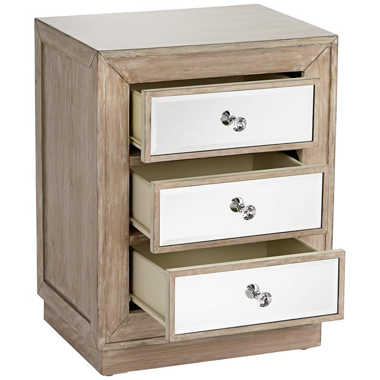 Gabriella 20&quot; Wide Mirrored and Oak Wood Accent Chest more views