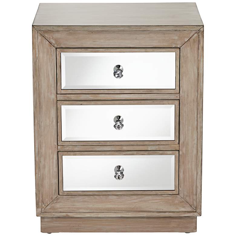 Gabriella 20&quot; Wide Mirrored and Oak Wood Accent Chest more views