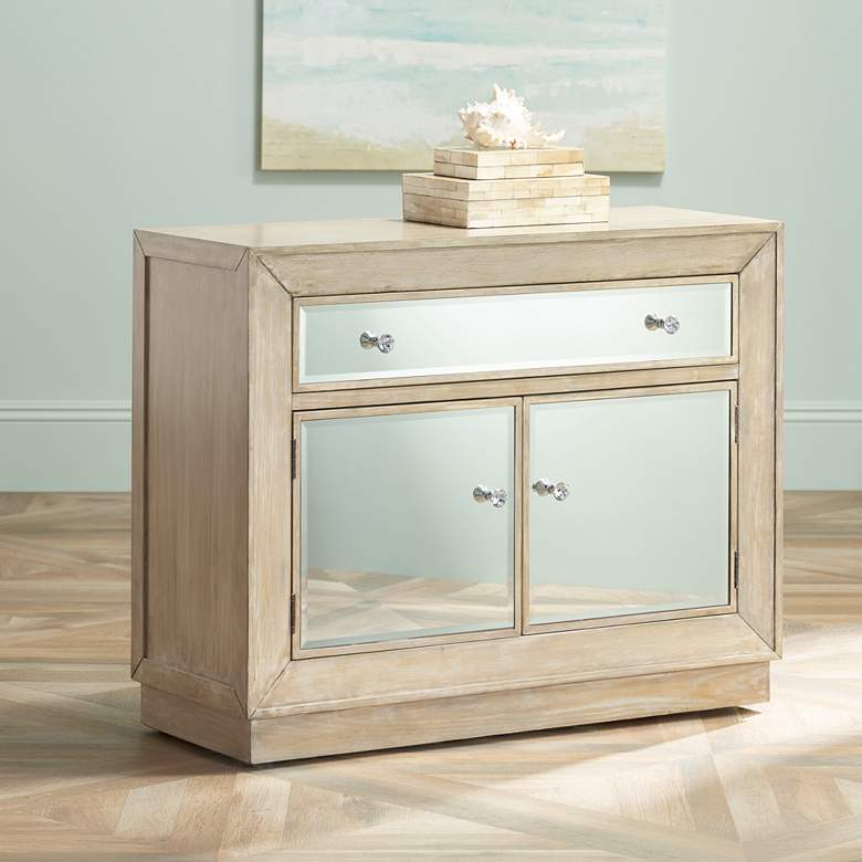 Image 1 Gabriella 40 inch Wide Mirrored and Oak Wood Accent Chest